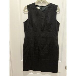 Talbots Irish Linen Dress 12 Petite Black Sleeveless Sheath Business Party Offic